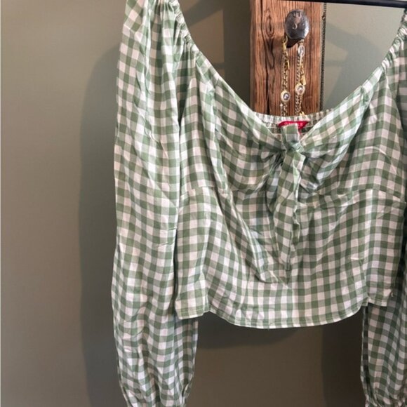 Guess / Green Gingham / Long Sleeve Blouse - Picture 3 of 9